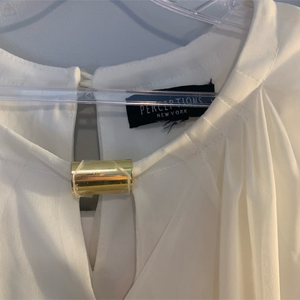 Perceptions Ivory And Gold Zigzag Midi Skirt - image 3